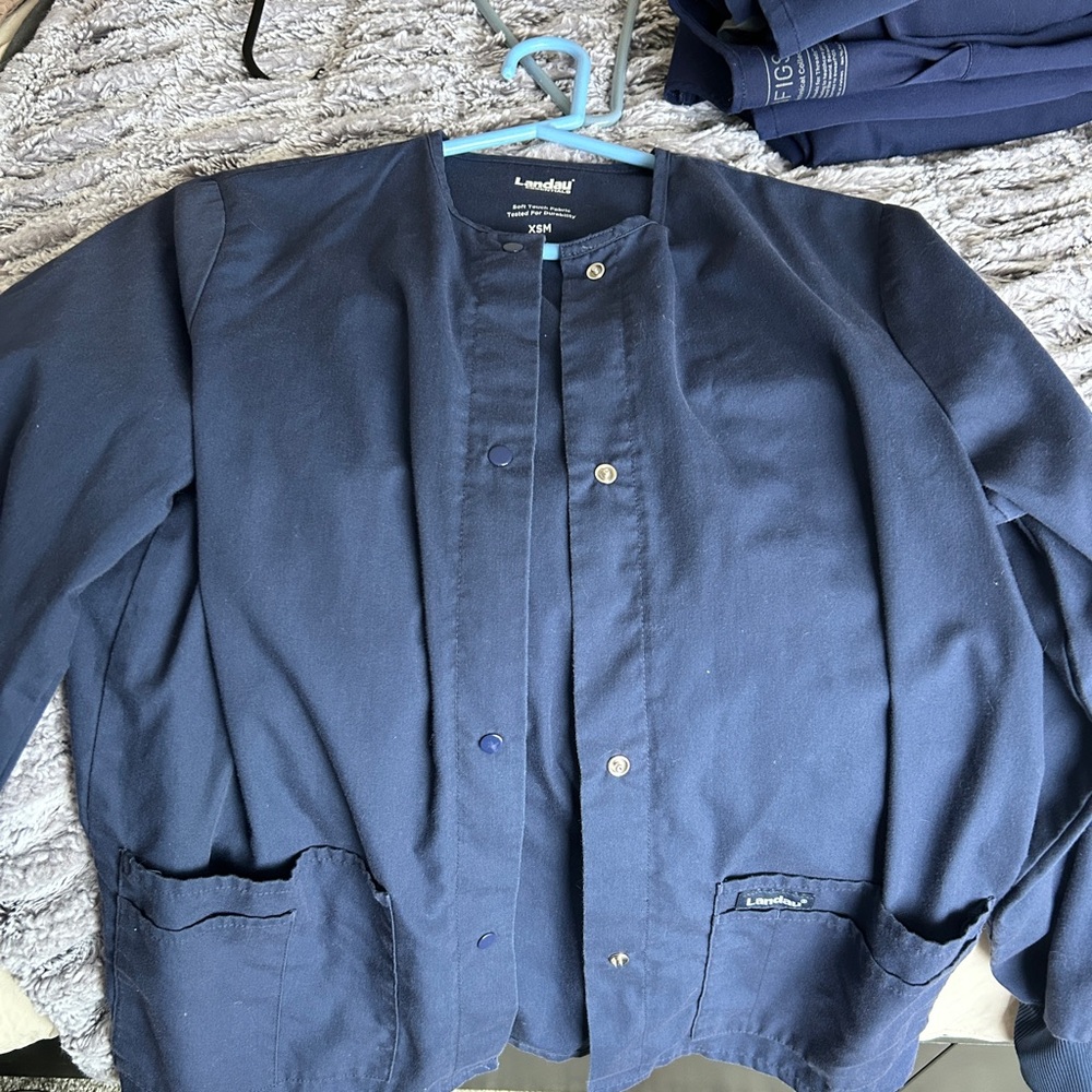 Landau Essentials Unisex Navy Blue Scrub Jacket